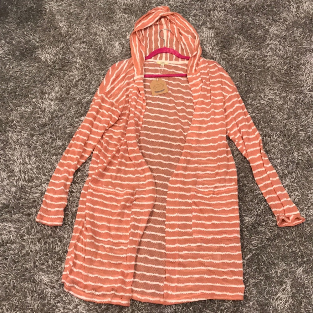 NWT Kori Large peach striped cardigan